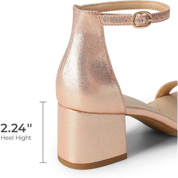Dream Pairs Women's Champagne Chunky Block Heel Ankle Strap Sandals Shoes - Picture 4 of 8